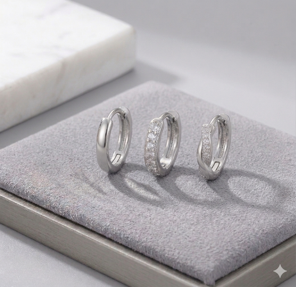 Huggie Hoop Earrings Set