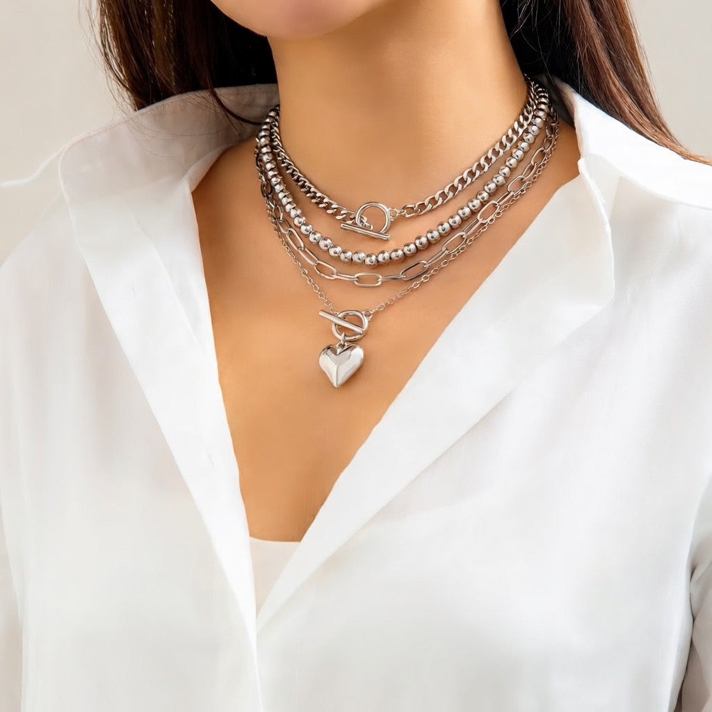Multi Layer Heart Pendant Necklace