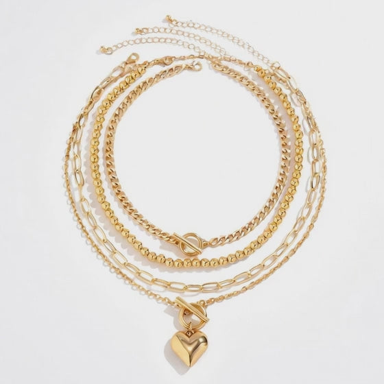 Multi Layer Heart Pendant Necklace